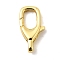 Brass Lobster Claw Clasps, Long-Lasting Plated, Lead Free & Cadmium Free, Rack Plating, Oval, Real 18K Gold Plated, 15x8x3.5mm, Hole: 2x2.5mm