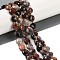 Natural Petrified Wood Beads Strands, Faceted, Flat Round, with Seed Beads, 9.5~10x5~6mm, Hole: 1mm, about 32~34pcs/strand, 15.75~14.96''(38~40cm)
