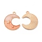 Alloy Pendants, with 2 Tone Enamel, Crescent Moon with Star Charm, Golden, Light Salmon, 23x18.5x1.5mm, Hole: 1.6mm