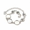 Alloy Bracelets & Anklets Making, Flower Link Bracelet with Heart Charm, Blank Cabochon Setting, Antique Silver, 9-5/8 inch(24.5cm), Round Tray: 12mm