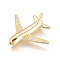 Brass Micro Pave Cubic Zirconia Airliner Beads, Long-Lasting Plated, Lead Free & Cadmium Free & Nickel Free, Passenger Airplane, Clear, Real 18K Gold Plated, 26.5x22x8mm, Hole: 1.6mm