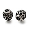 304 Stainless Steel European Beads, Large Hole Beads, Rondelle with Hollow Hexagon, Antique Silver, 10x10.5mm, Hole: 4mm