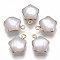 Resin Pendants, with Golden Plated Iron Loops, Imitation Cat Eye Style, Star, WhiteSmoke, 19x15.5x8mm, Hole: 1.8mm