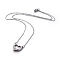 304 Stainless Steel Pendant Necklaces, with Rhinestone and Cable Chains, Heart, Stainless Steel Color, 18.11 inch(46cm), Pendant: 15x16x5mm.