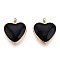 Alloy Pendants, with Enamel, Cadmium Free & Lead Free, Light Gold, Heart, Black, 17.5x16x3.5mm, Hole: 1.8mm