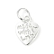 Alloy Charms, Heart with Word Made with Love, Long-Lasting Plated, Rack Plating, with Jump Ring, Silver, 12x9.5x1mm, Hole: 4mm