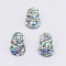 Abalone Shell/Paua Shell Pendants, with Platinum Tone Brass Bail, Slipper, 41x23.5x12mm