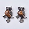 Gemstone Pendant, with Alloy Findings and Rhinestone, Owl, 50x35x7.5~9mm, Hole: 5x8mm