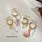 4Pcs Brass & Glass Enamel Hoop Earrings & Cuff Earrings, Shell Shape & Starfish, Golden, White, 21~37x11~15mm