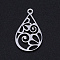 Non-Tarnish 304 Stainless Steel Pendants, Filigree Joiners Findings, Laser Cut, teardrop, with Flower, Stainless Steel Color, 22x13x1mm, Hole: 1.4mm