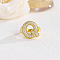 Brass Micro Pave Clear Cubic Zirconia Cuff Rings, Golden, Letter Q, Inner Diameter: Adjustable