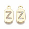 Brass Micro Pave Clear Cubic Zirconia Pendants, Nickel Free, Real 18K Gold Plated, Oval with Word, Letter.Z, 16x7.5x1.5mm, Hole: 1.8mm