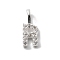 925 Sterling Silver with Cubic Zirconia Charms, Letter, Letter R, 10.5x4x1.5mm, Hole: 2.5x1.5mm