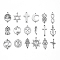 Tarnish Resistant 201 Stainless Steel Links Connector, Laser Cut, Mixed Shapes, Stainless Steel Color, 11~21x9.5~22x1mm, Hole: 1mm, about 18pcs/set