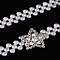 White Acrylic Imitiaotn Pearl Beaded Elastic Chain Belts with Alloy Buckles, Silver Color Plated, Star, 600~800x20~30mm