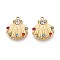 304 Stainless Steel Pendants, with Rhinestone, Shell Shape, Real 14K Gold Plated, 17x15x4mm, Hole: 1.4mm