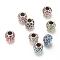 Alloy Rhinestone European Beads, Large Hole Beads, Rondelle, Antique Silver, Mixed Color, 10~11x8.5mm, Hole: 4.5mm