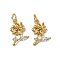 Brass Micro Pave Cubic Zirconia Pendants, Flower Charms, with Jump Ring, Long-Lasting Plated, Cadmium Free & Lead Free, Rack Plating, Real 18K Gold Plated, 13.5x11x3mm, Hole: 3mm