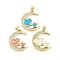 Brass Micro Pave Cubic Zirconia Pendants, with Synthetic Opal, Long-Lasting Plated, Rack Plating, Lead Free & Cadmium Free, Moon with Heart & Star, Real 18K Gold Plated, Mixed Color, 26x20.5x3.5mm, Hole: 3.5x4mm