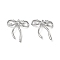 Brass Micro Pave Clear Cubic Zirconia Pendants, Cadmium Free & Nickel Free & Lead Free, Bowknot Charms, Real Platinum Plated, 20x18.5x2.5mm, Hole: 0.8mm