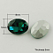 Glass Pointed Back Rhinestone, Back Plated, Faceted, Oval, Teal, 13x18x5mm