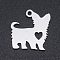 Non-Tarnish 201 Stainless Steel Silhouette Charms, Dog with Heart, Stainless Steel Color, 14x15x1mm, Hole: 1.4mm