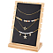 PH PandaHall Bamboo Jewelry Display Stand, 9 Slots Necklace Holder Stand Tabletop Display Boards Wood Chain Choker Organiser with Leather for Necklace Pendants Bracelet Jewelry, 3.7x7x9.8