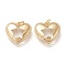 Brass Micro Pave Clear Cubic Zirconia Pendants, with Jump Rings, Long-Lasting Plated, Heart with Star, Real 18K Gold Plated, 20x20.5x2.5mm, Hole: 3mm