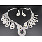 Teardrop Brass Rhinestone Pendant Necklaces & Stud Dangle Earrings Sets for Women, Crystal AB, 350mm