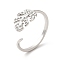 Tarnish Resistant 304 Stainless Steel Cuff Ring Settings, for Rhinestone, Leaf, Stainless Steel Color, US Size 6 1/4(16.7mm), Fit for Rhinestone: 0.8mm