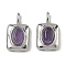 Natural Amethyst Rectangle with Oval Charms, with 304 Stainless Steel Settings, Stainless Steel Color, 13.5x8x4.5mm, Hole: 3x1mm