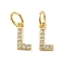 Brass Micro Pave Cubic Zirconia Pendants, Cadmium Free & Nickel Free & Lead Free, with Jump Ring, Letter L, 9x4.5x1.5mm, Hole: 3.6mm