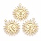 Rack Plating Brass Pendants, Sun, Golden, 25x22x1mm, Hole: 1.5mm