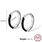 Anti-Tarnish Rhodium Plated Platinum 925 Sterling Silver Enamel Hoop Earrings, with 925 Stamp, Black, 12.6mm