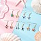 304 Stainless Steel Starfish Dangle Earrings, with Synthetic Turquoise, Golden, Mixed Color, 39x14mm