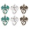 6Pcs 3 Styles Alloy Dragon Pendants, Mixed Color, 34.5~35x27~28x2mm, Hole: 2.5mm, 2pcs/style