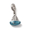 304 Stainless Steel Enamel European Dangle Charms, Large Hole Pendants with Crystal Rhinestone, Sailboat, Antique Silver, 27mm, Pendant: 18x13x6.5mm, Hole: 4.5mm