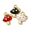 Brass Micro Pave Clear Cubic Zirconia Enamel Pendants, Mushroom Charms, Rack Plating, Long-Lasting Plated, Cadmium Free & Lead Free, Real 18K Gold Plated, Mixed Color, 17x13.5x5mm, Hole: 2.5mm