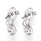 Brass Micro Pave Clear Cubic Zirconia Charms, Cadmium Free & Nickel Free & Lead Free, Sea Horse, Real Platinum Plated, 15x6.5x4.5mm, Hole: 1.2mm