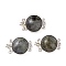 Natural Labradorite Box Clasps, with Brass Finding, Flat Round, Platinum, 26.5x17.5x8~9mm, Hole: 1mm