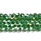 Opaque Solid Color Electroplate Glass Beads Strands, AB Color Plated, Faceted, Bicone, Sea Green, 4x4mm, Hole: 0.8mm, about 80~85pcs/strand, 30~32cm