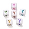 Opaque Acrylic Beads, Enamel Style, Cube with Letter, Letter Y, 10x9.5x9mm, Hole: 3.8mm, about 560pcs/500g