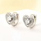 Heart Brass Micro Pave Clear Cubic Zirconia Hoop Earrings, Lead Free & Cadmium Free, Long-Lasting Plated, Rack Plating, Platinum, 10x12x9.5mm