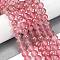 Frosted Transparent Glass Bead Strands, with Gold Powder, Round, Light Coral, 10mm, Hole: 1mm, about 84pcs/strand, 31.50''(80cm)