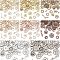 Alloy Cabochons, UV Epoxy Resin Supplies Filling Accessories, for Jewelry Making, Gearwheel & Pointer, Mix Shape, Cadmium Free & Lead Free, Mixed Color, 12~28x6.5~24x1.5~3.5mm, 8 colors, 50pcs/color, 400pcs/set