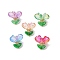Glass Pendants, Flower, with Brass Findings, Mixed Color, 20.5x22x22mm, Hole: 2.5x2mm