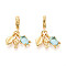 Brass Glass European Dangle Charms, Shell & Fish & Sea Turtle, Real 18K Gold Plated, 26.5~27mm, Hole: 4.5mm