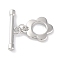 Rack Plating Eco-Friendly Brass Toggle Clasps, Cadmium Free & Nickel Free & Lead Free, Long-Lasting Plated, Flower, Platinum, 20mm, Ring: 14x12x1.5mm, Hole: 1.8mm, Bar: 6x19.5x3mm, Hole: 1.8mm,
