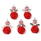 5Pcs 5 Styles Red Rose Flower Resin & Glass Seed Pendants, Angel Charms with Alloy Wings, Antique Silver & Platinum, 36.5x20~30x11mm, Hole: 2mm, 1pc/style
