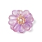 Transparent Glass Pendants, Flower Charm, with Shell Pearl Beads and 304 Stainless Steel Loops, Violet, 29.5x30x12.5mm, Hole: 5.5mm